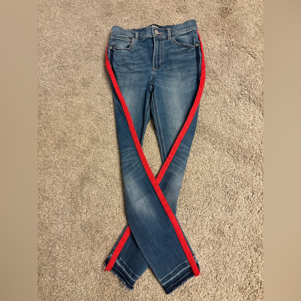 Express high rise ankle legging with red stripes down both sides - Picture 3 of 9